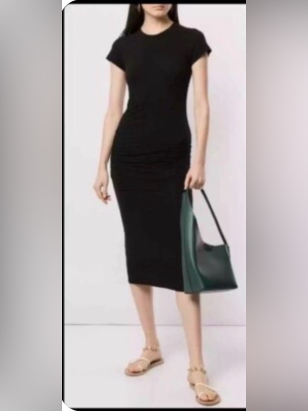James Perse Black Crewneck Midi T Shirt Dress Size 1